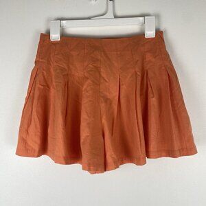 Loveriche Women's Elastic Waist Pleated Shorts Size M Orange Mango NWT Cotton